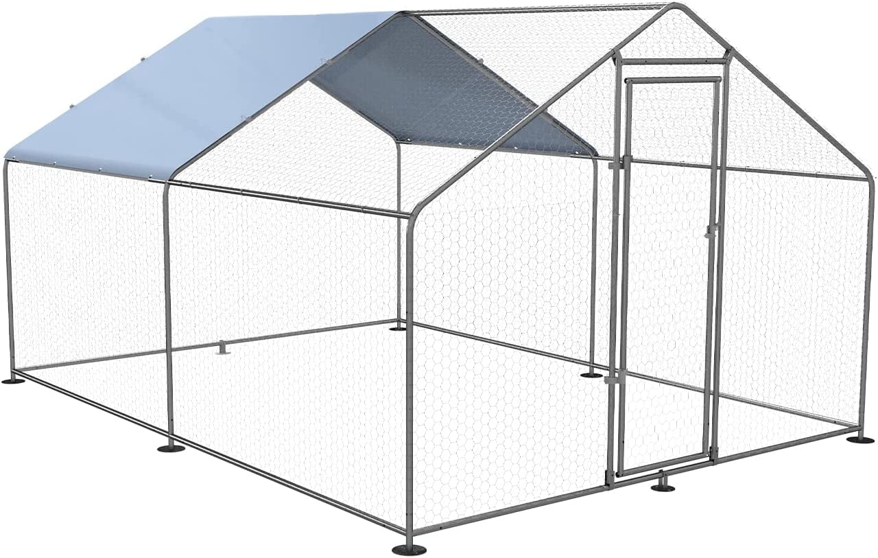 Petony Chicken Coop Outdoor Walkin Poultry Cage Large Metal Pen Hen