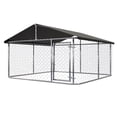 thumbnail image 1 of Petony Outdoor Dog Kennel Dog Cage  Dog Fence  Heavy Duty Pet Playpen with Large Galvanized Chain Link with UV & Water Resistant Black Proof Cover, 1 of 10