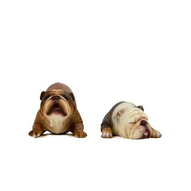 Petorama Handmade English Bulldog Resin Statue 1-6 in Multi-Color (Set of 2)