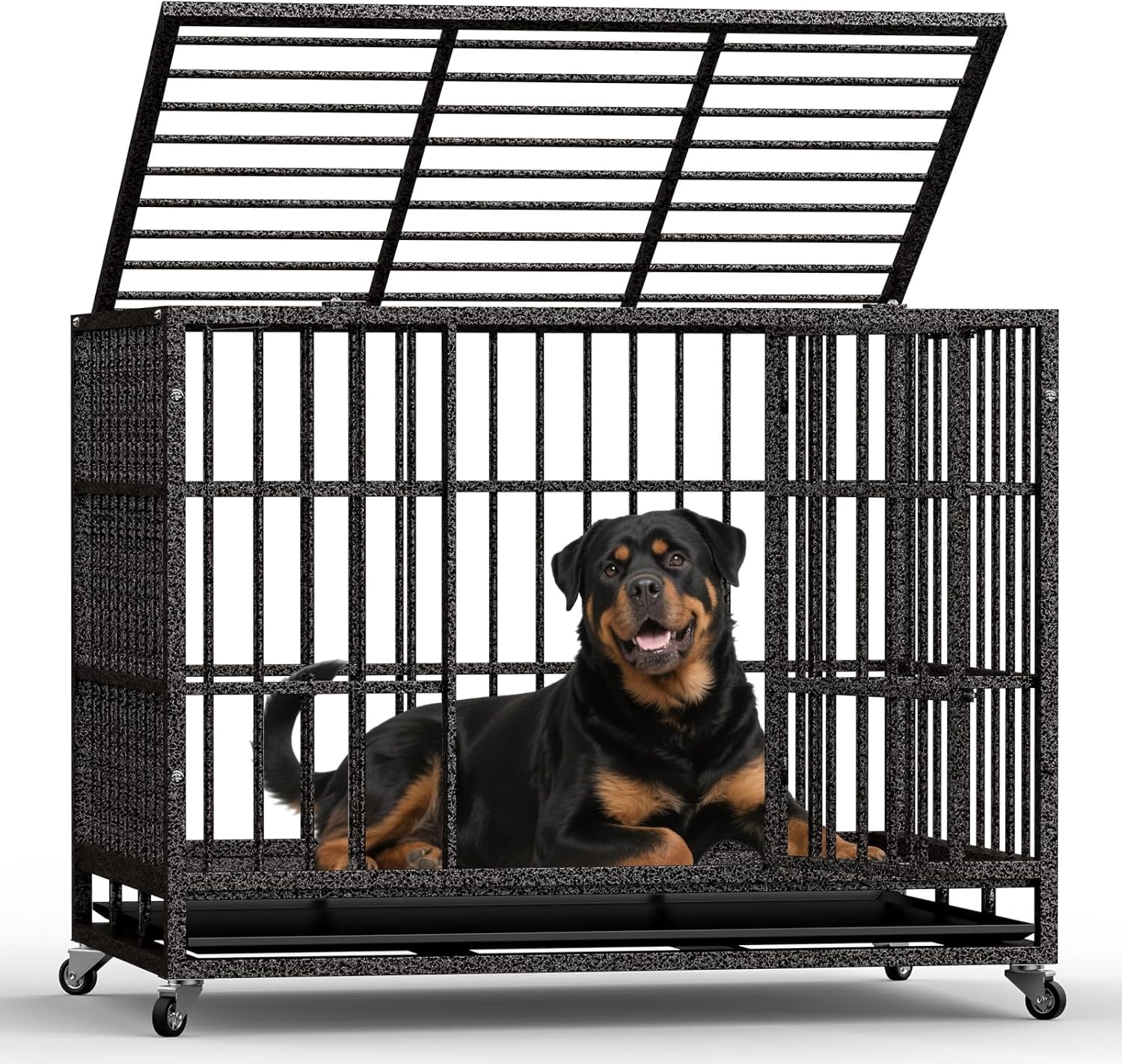 Image showcasing Petorldog 48-Inch Heavy Duty Dog Crate for Large Dogs with Lockable ...