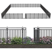 Petorldog Decorative Garden Fence, 110ft x 40" Height, 42 Panels + 6 Gates, No Dig Fence, ideal for Pets, Privacy & Decoration, Black Silver