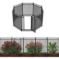 thumbnail image 1 of Petorldog Decorative Garden Fence, 18ft x 40in, 7 Panels + 1 Gate, No Dig Metal Dog Fence for Yard | Black-Silver, 1 of 7