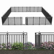 Petorldog Decorative Garden Fence, 72ft x 40in , 28 Panels + 4 Gates, No Dig Metal Dog Fence for Yard | Black-Silver