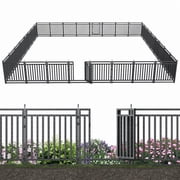 Petorldog Decorative Garden Fence, 73ft x 32" Height, 28 Panels + 4 Gates, No Dig Fence, ideal for Pets, Privacy & Decoration, Black Silver