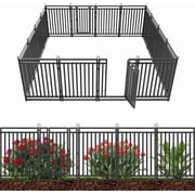 Petorldog Decorative Garden Fence Metal Dog Fence Outdoor for Yard, 36ft L x 40in H, 14 Panels + 2 Gates, No Dig Fence for Patio | Black-Silver