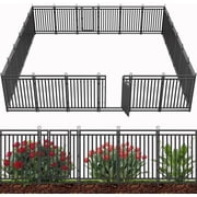 Petorldog Decorative Garden Fence Metal Dog Fence Outdoor for Yard, 54ft L x 40in H, 21 Panels + 3 Gates, No Dig Fence for Patio | Black-Silver