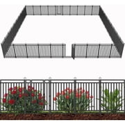 Petorldog Decorative Garden Fence Metal Dog Fence Outdoor for Yard, 91ft L x 40in H, 35 Panels + 5 Gates, No Dig Fence for Patio | Black-Silver