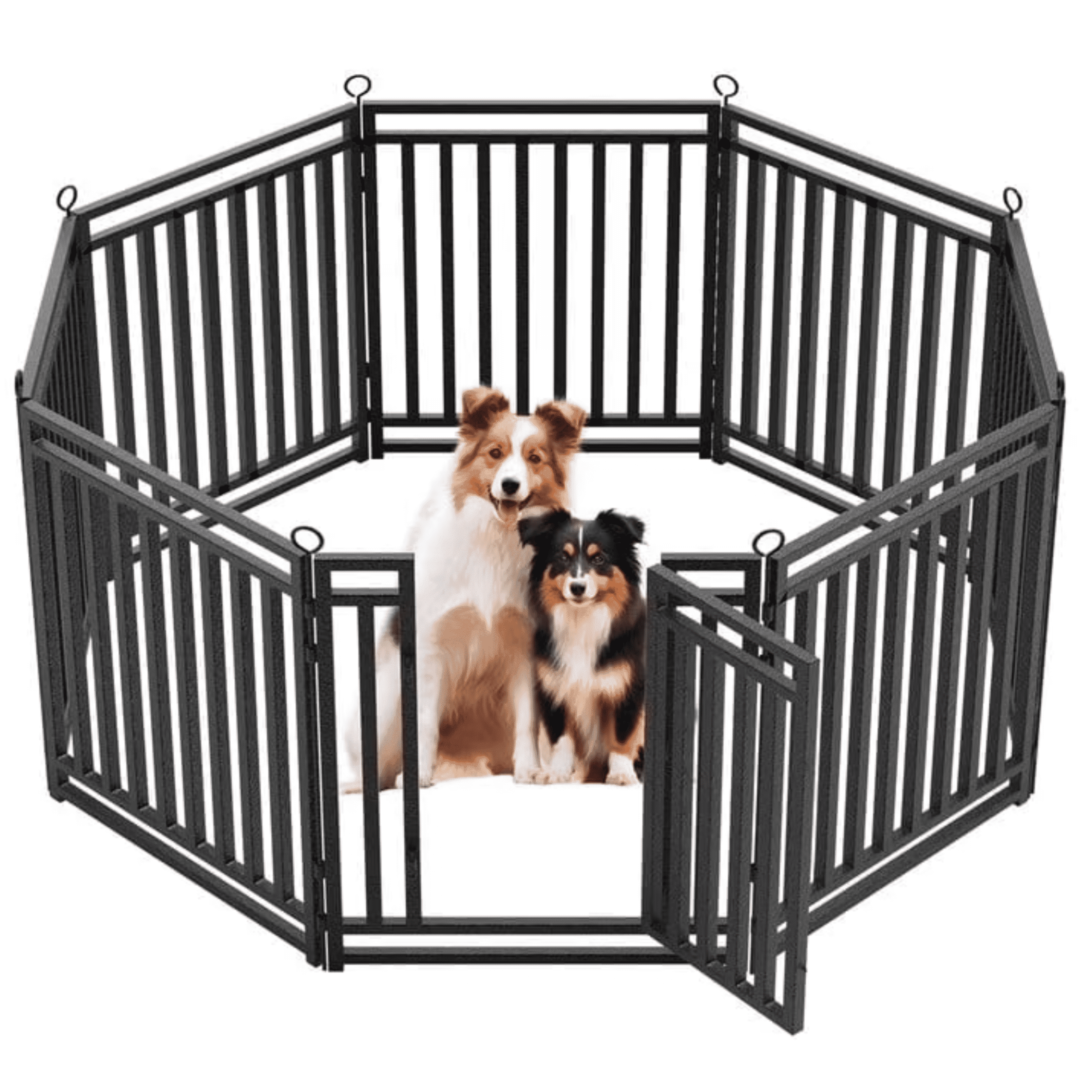 Petorldog 32" Metal Dog Playpen, 8 Panels Portable Fence for Indoor & Outdoor Use (Black-Silver)