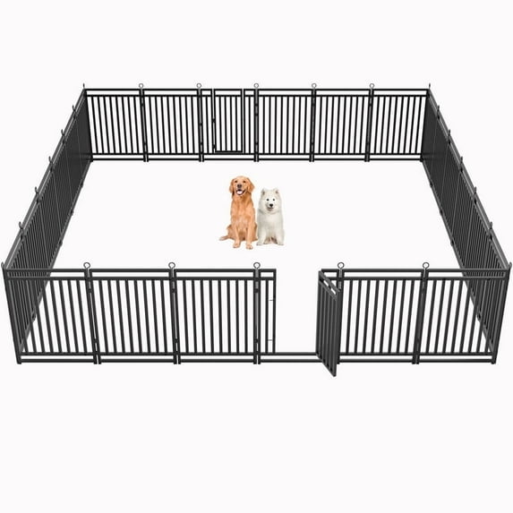 Petorldog Dog Playpen Outdoor for Yard, 40" Height, 24 Panels Dog Fence for RV (Black-Silver)
