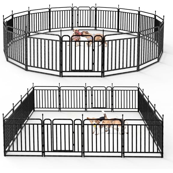 Petorldog Dog Playpen 32” Height 16 Panels dog Fence,Thickened Portable Pet Pen with Handle & Strap, Easy Install Curved Panel Design for Indoor & Outdoor Use