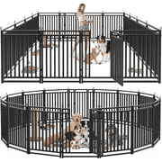 Petorldog 40" Metal Dog Playpen, 16 Panels Portable Fence for Indoor & Outdoor Use Black-Silver