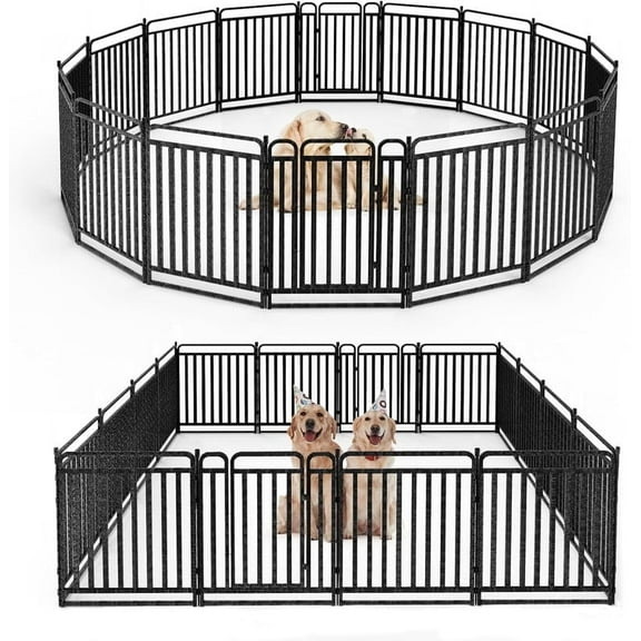 Petorldog Dog Playpen 40” Height 16 Panels dog Fence,Thickened Portable Pet Pen with Handle & Strap, Easy Install Curved Panel Design for Indoor & Outdoor Use