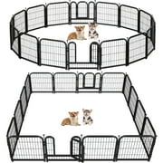 Petorldog 24" Metal Playpen, 16 Panels   Indoor & Outdoor Pet Fence for Yard, RV, Camping | Black/Silver