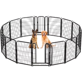 Petorldog 40" Metal Dog Playpen, 16 Panels, Portable Fence for Small/Medium Dogs - Indoor/Outdoor Use (Black-Silver)