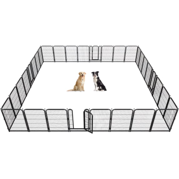 Petorldog 40" Metal Dog Playpen, 8 Panels, Indoor/Outdoor Use, Ideal for Camping/Yard | Black-Silver