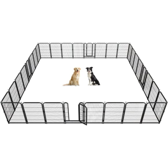 Petorldog 40" Metal Dog Playpen, 8 Panels, Indoor/Outdoor Use, Ideal for Camping/Yard | Black-Silver