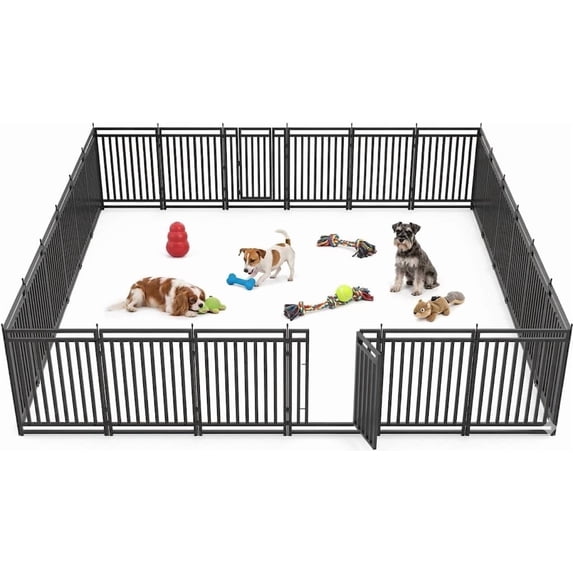 Petorldog Outdoor Dog Playpen 40" Height, 24-Panel Metal Dog Fence for Yard, RV Camping & Patio, Black/Silver