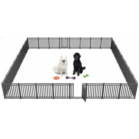 Petorldog dog playpen 32" Height, 32 Panels Large Portable Metal dog fence outdoor for yard, outdoor use for RV Camping (Black-Silver)