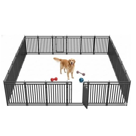 Petorldog dog playpen 40" Height, 24 Panels Foldable Metal dog fence outdoor for yard, outdoor use for RV Camping (Black-Silver)