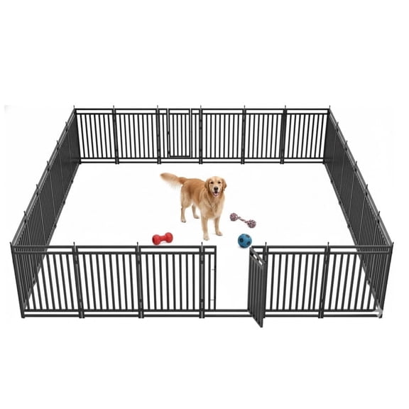 Petorldog dog playpen 40" Height, 24 Panels Foldable Metal dog fence outdoor for yard, outdoor use for RV Camping (Black-Silver)