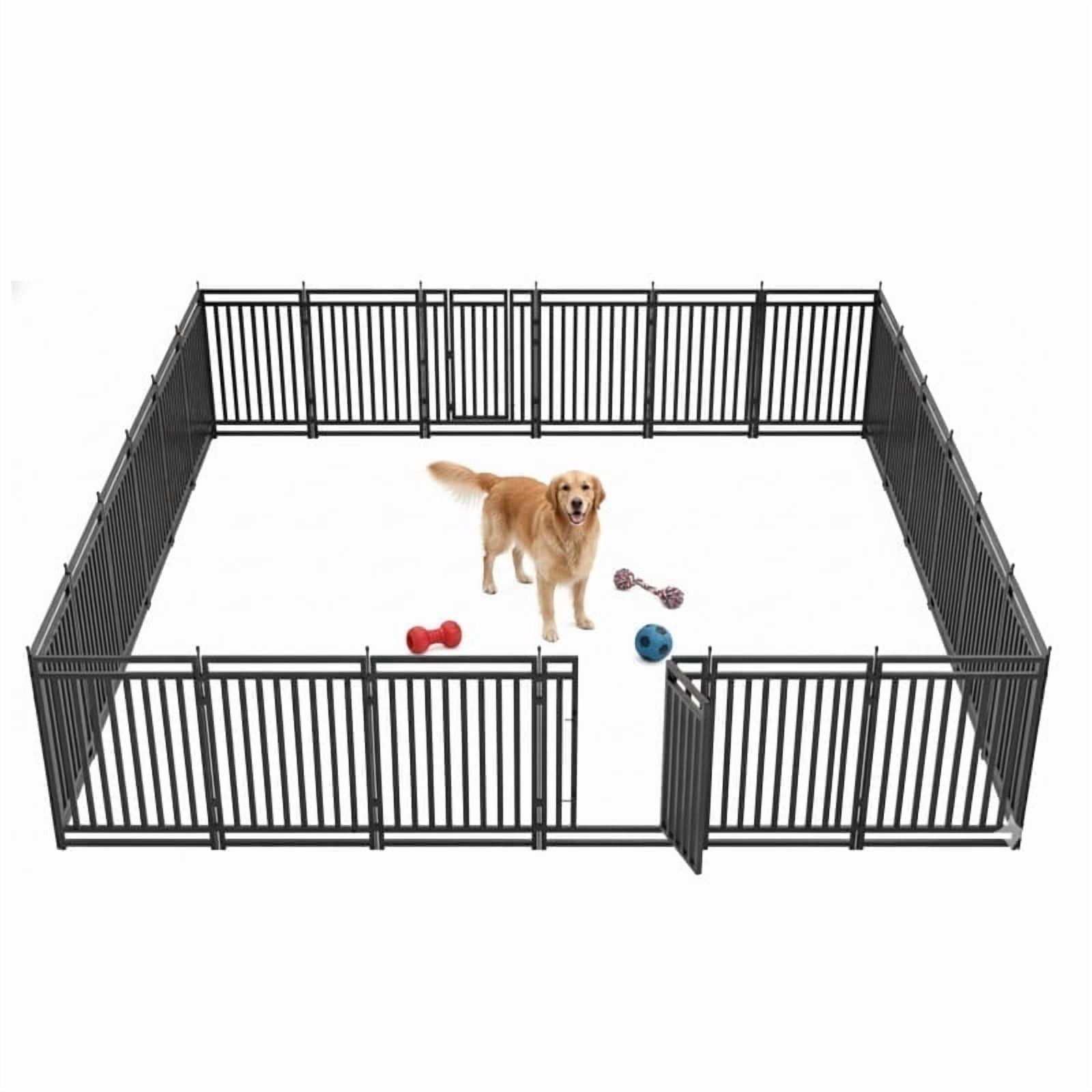 Petorldog dog playpen 40" Height, 24 Panels Foldable Metal dog fence outdoor for yard, outdoor use for RV Camping (Black-Silver)
