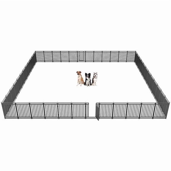 Petorldog dog playpen 40" Height, 48 Panels Heavy Duty Large Metal dog fence outdoor for yard, outdoor use for RV Camping (Black-Silver)