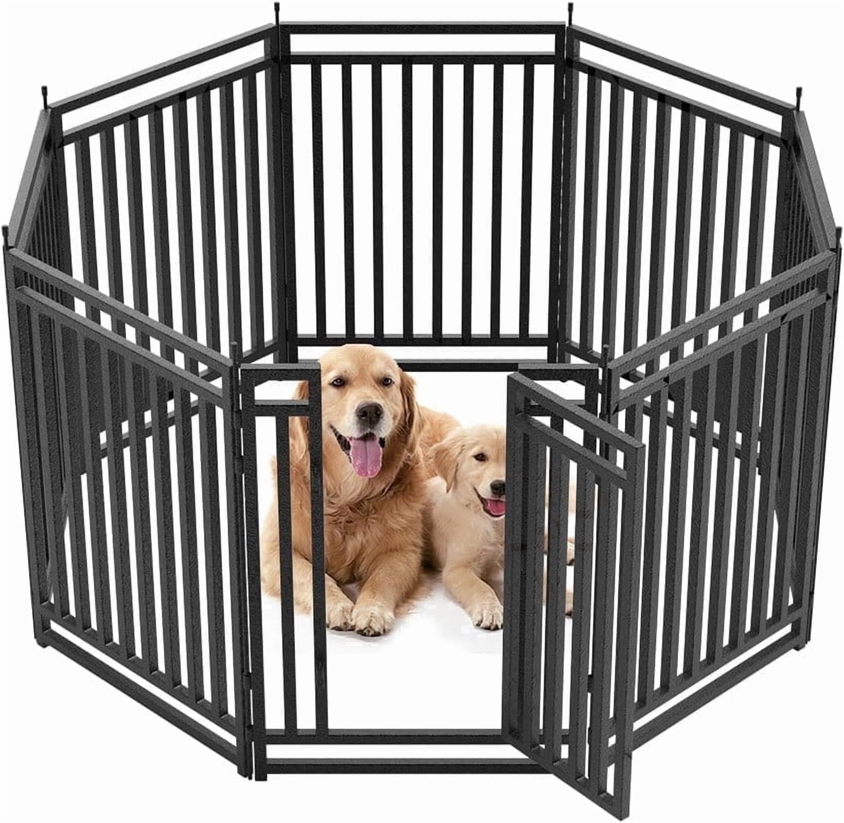 Petorldog dog playpen 40" Height, 8 Panels Metal dog fence outdoor for yard, outdoor use for RV Camping (Black-Silver)