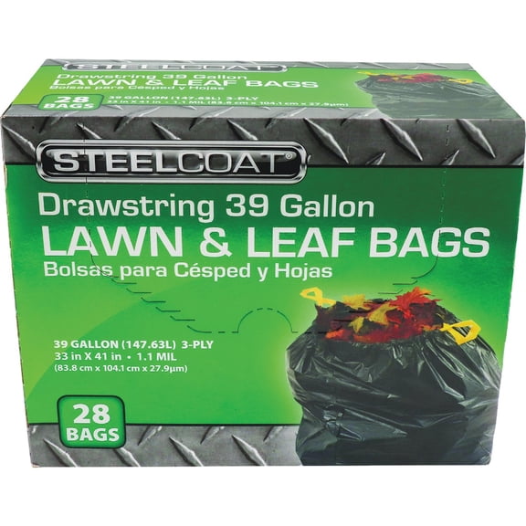 Petoskey Plastics Steelcoat 39 Gal. Black Drawstring Lawn & Leaf Trash Bag - Pack of 2