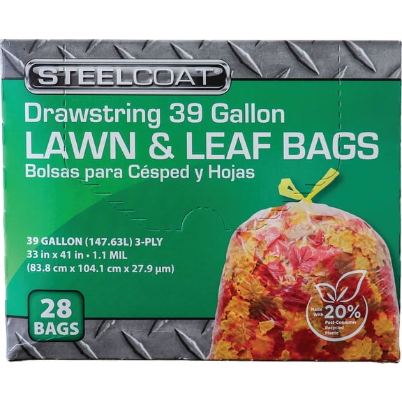 Petoskey Plastics Steelcoat 39 Gal. Lawn & Leaf Clear Drawstring Trash Bag - Single Pack