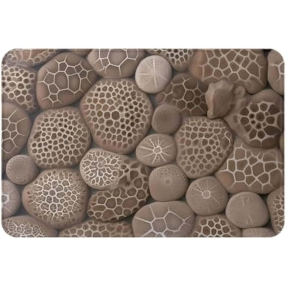 Petoskey Stone Pattern Doormat White 16x24 Inch Non-Slip Waterproof Entryway Floor Mat