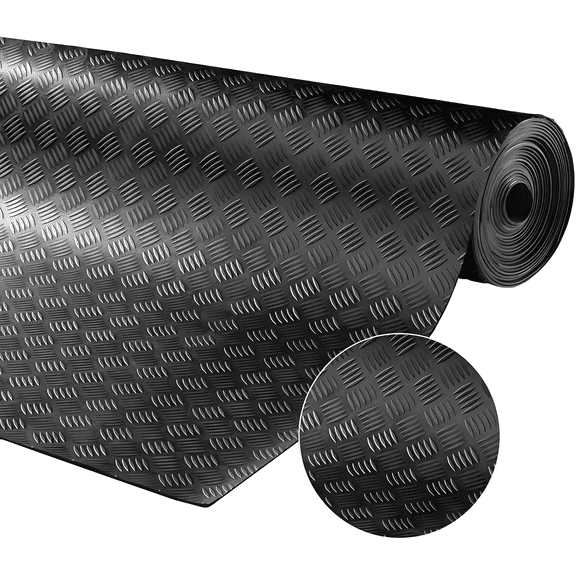 Petoto Garage Floor Mat Rolls, 3mm Anti-Slip Rubber Flooring Roll for Basement, Under Car, Workshop, Truck, 16.5' x 3.3'