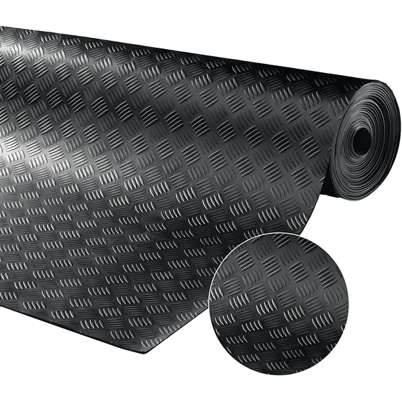 Petoto Garage Floor Mat Rolls, 3mm Anti-Slip Rubber Flooring Roll for Basement, Under Car, Workshop, Truck, 16.5' x 3.3'