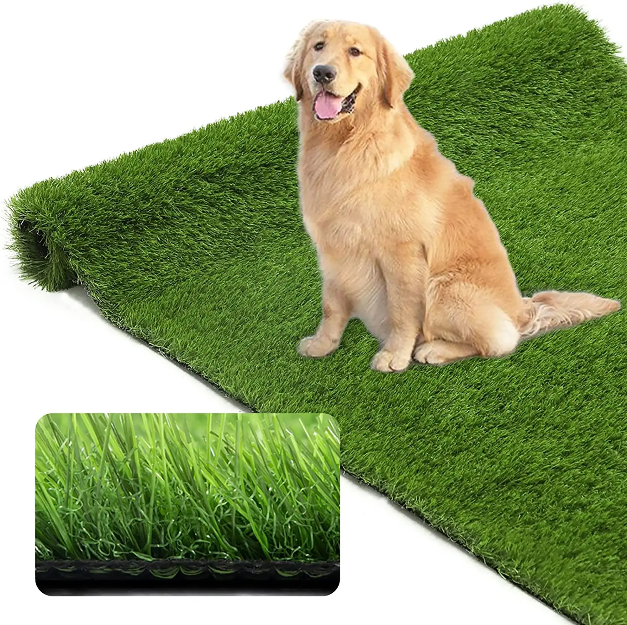 Petoto 3.3ft x 33ft Realistic Artificial Grass Turf Lawn, Indoor Outdoor Garden Lawn Landscape Synthetic Grass Mat Fake Grass Rug, Thick Faux Grass Rug Carpet for Pets