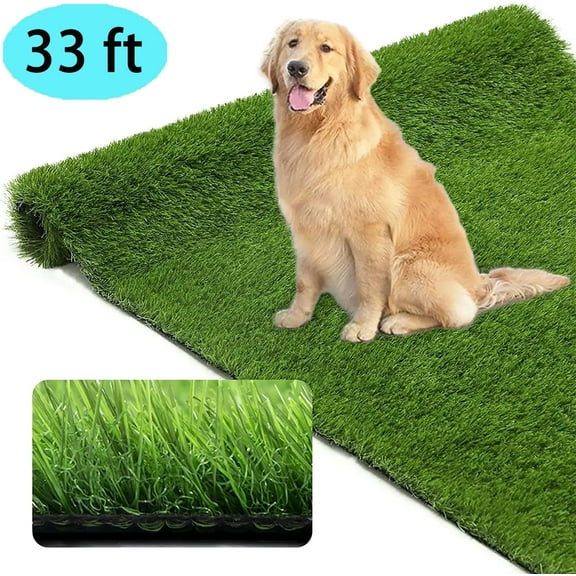 Petoto 3.3ft x 33ft Realistic Artificial Grass Turf Lawn, Indoor Outdoor Garden Lawn Landscape Synthetic Grass Mat Fake Grass Rug, Thick Faux Grass Rug Carpet for Pets