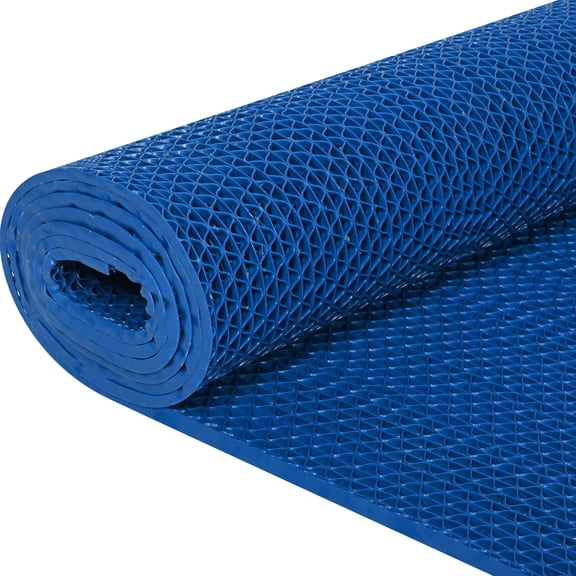 Petoto 3'x10' Non-Slip PVC Drainage Mat, Heavy-Duty Commercial Mat for Cold Weather, Kitchen, Garage, Bathroom, Wet Areas, Blue