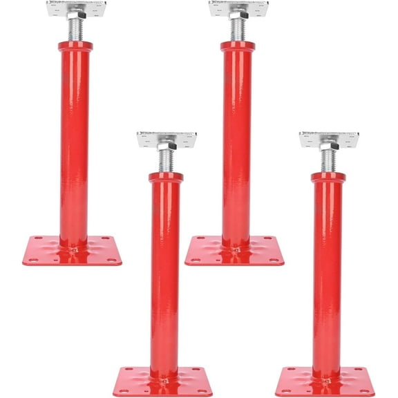 Petoto 4 PCS House Jacks for Leveling, Adjustable Basement Floor Jack Post, 11.6" to 16.1" Height Range, 8800 lbs Min and Max Height Capacity, Telescoping Jack for Temporary Support(Red)