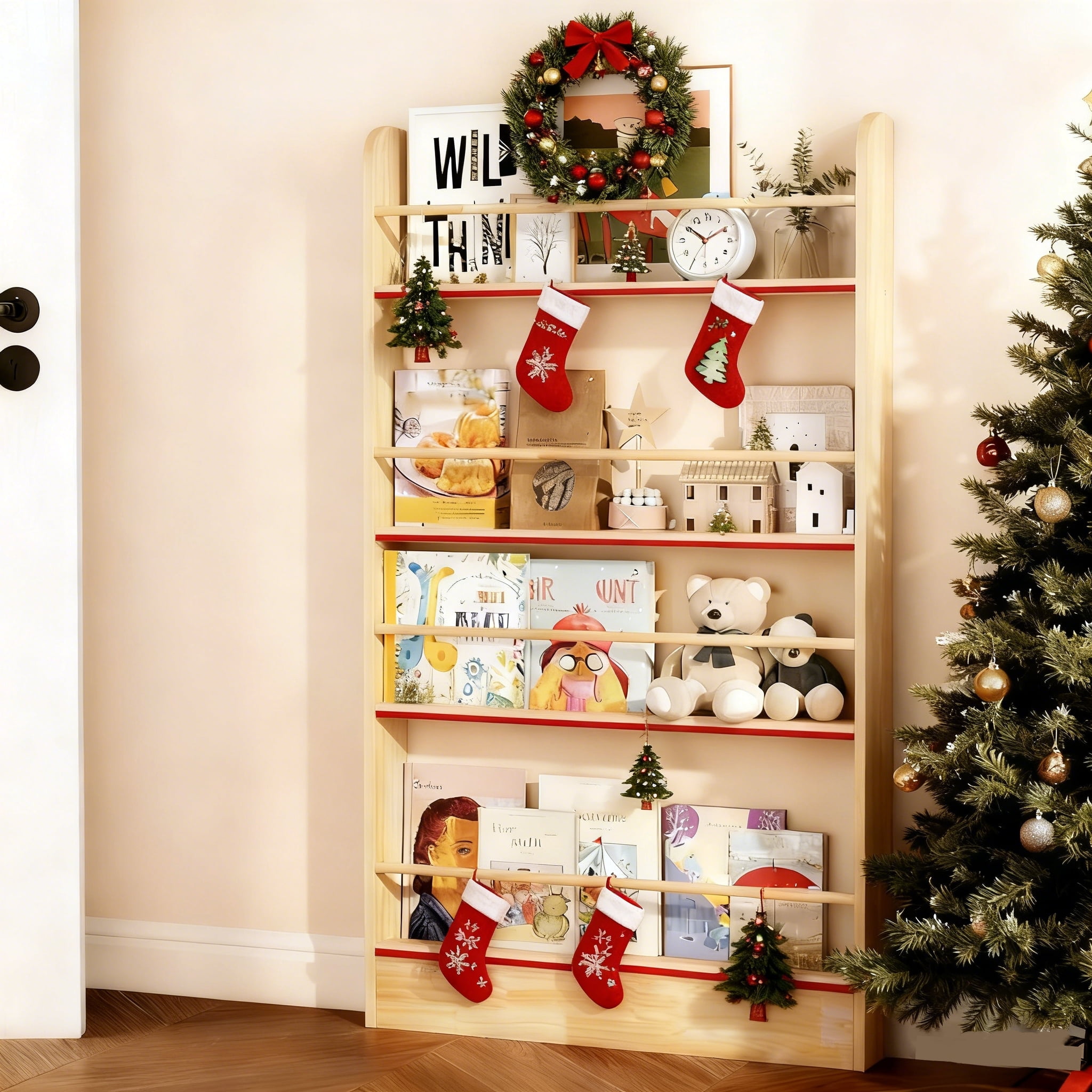 Petoto 4-Tier Behind The Door Bookshelf, Behind The Door Storage Shelf ...