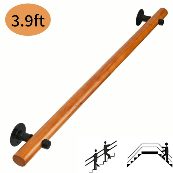 Petoto 3.9 ft Exquisite Solid Wood Staircase Handrail, Non-Slip Indoor Stair Railing for Home