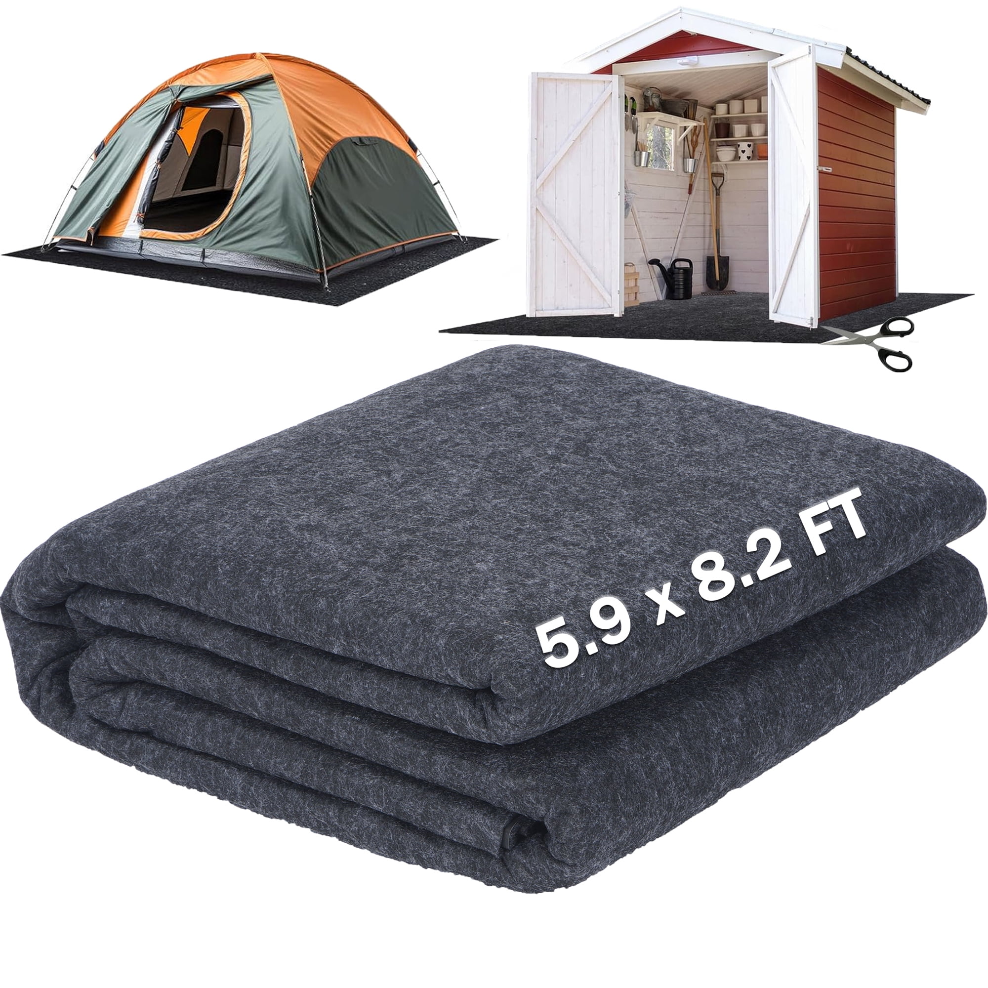 Petoto 5.9 x 8.2 FT Outdoor Storage Shed Floor Mat, Felt Oil-Absorbent ...