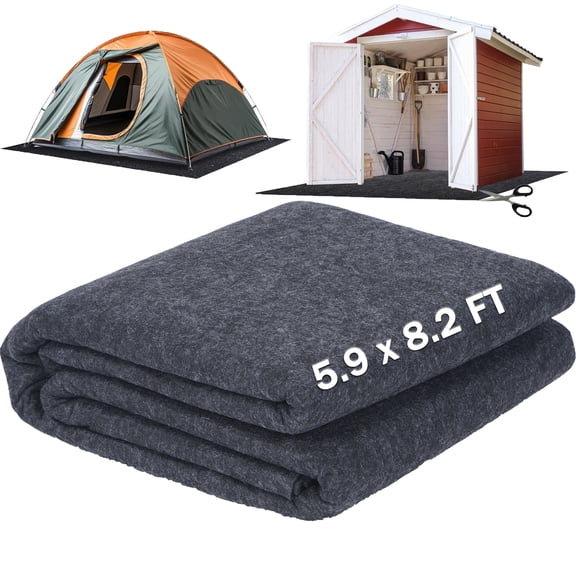 Petoto 5.9 x 8.2 FT Outdoor Storage Shed Floor Mat, Felt Oil-Absorbent Waterproof Dustproof Mat, Garage Oil Leak Prevention Mat, Grey