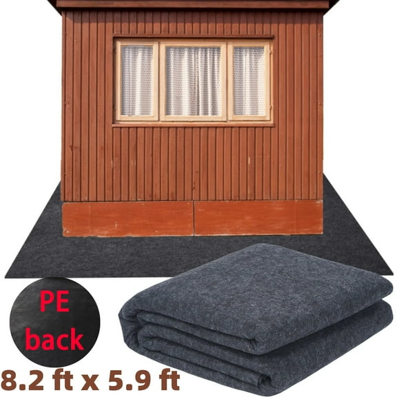 Petoto 5.9 x 8.2 FT Outdoor Storage Shed Floor Mat, Felt Oil-Absorbent Waterproof Dustproof Mat, Garage Oil Leak Prevention Mat, Grey