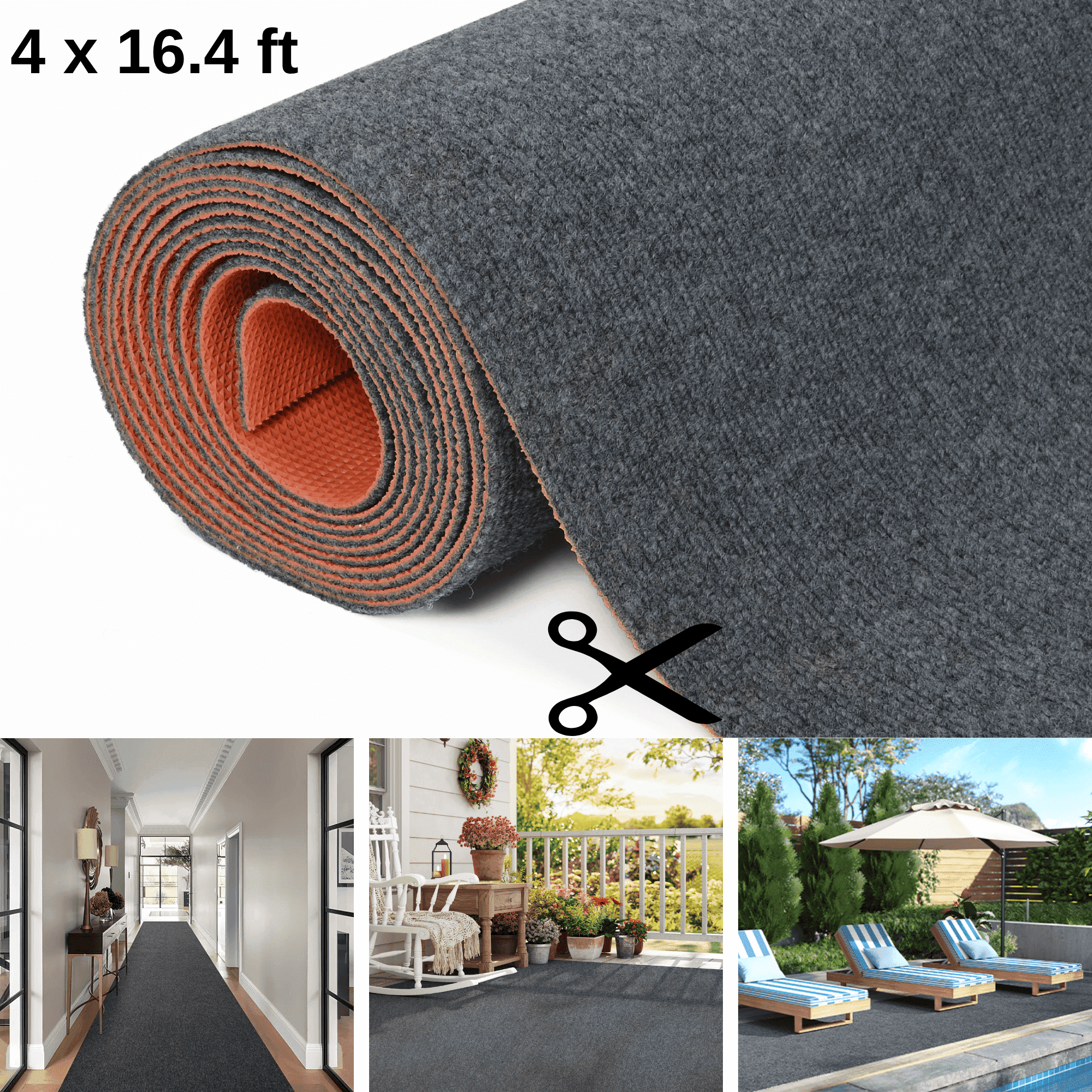 Petoto Commercial Carpet, 4 x 16.4ft Non-Slip Runner Rug, Heavy Duty ...
