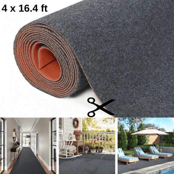 Petoto Runner Rug, 4 x 16.4FT Non-Slip Commercial Carpet, Custom Size Indoor Outdoor Floor Mat for Office, Living Room, Deck, Hallway, Kitchen, Balcony, Entryway