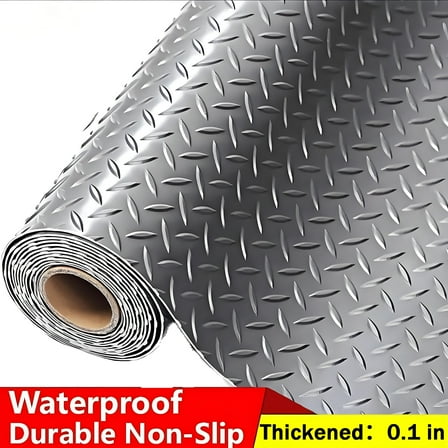 Petoto 8ft x 4ft Rubber Garage Floor Mats, Diamond Thickened Garage Flooring Roll, Anti-Slip Waterproof Garage Mats for Under Car