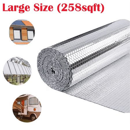 Petoto Double Bubble Reflective Insulation Roll, 47 in X 65.6 Ft (258sqft), Aluminum Foil Heat Insulation Roll, Radiant Barrier Thermal Shield for Windows, Garage, RV