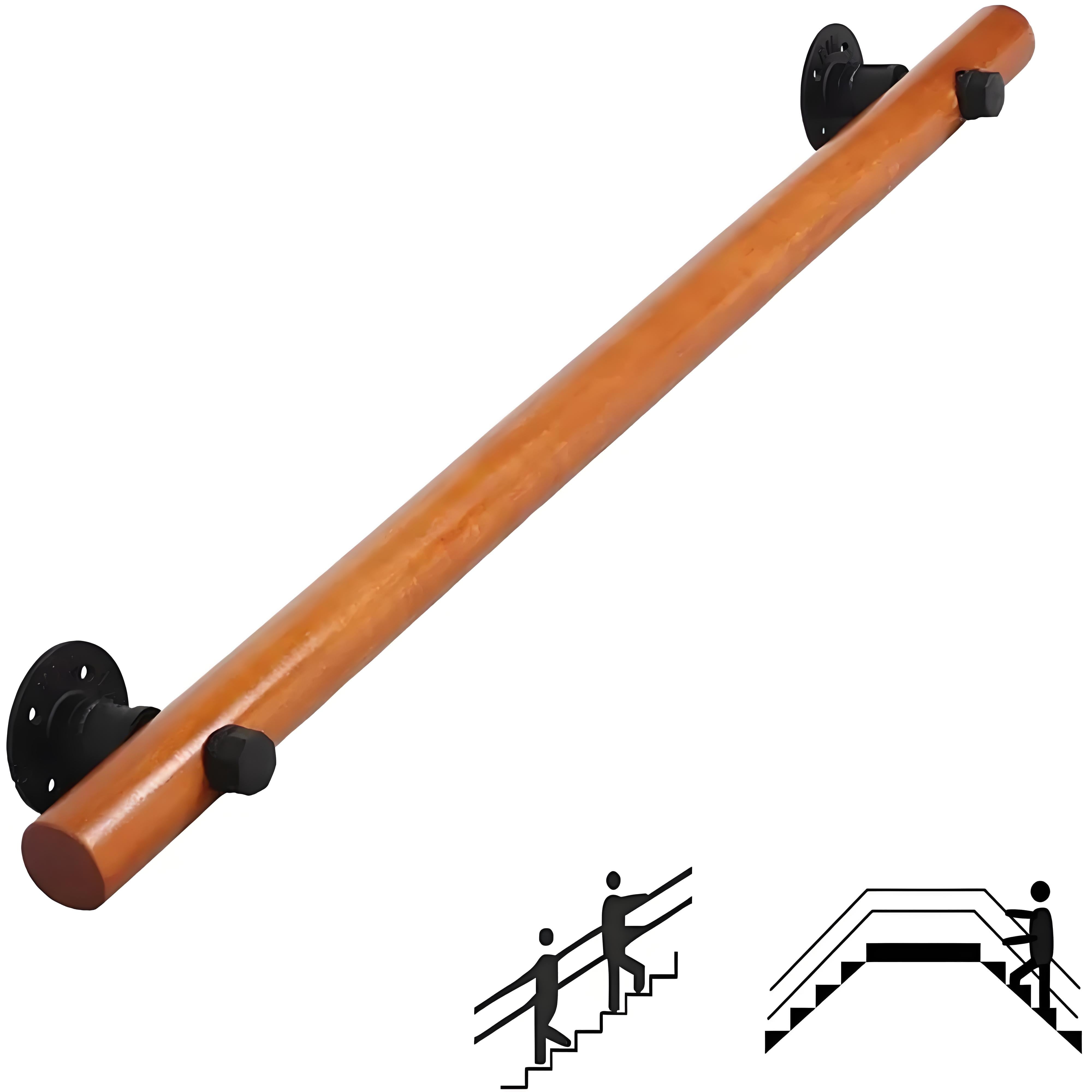 Petoto  Exquisite Solid Wood Staircase Handrail, 3.3ft Non-Slip Indoor Stair Railing for Home