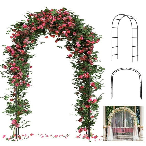 Petoto Garden Arch Trellis, 7.9ft Metal Arbor Trellis Indoor Outdoor, Climbing Plants Support Frame for Wedding Party Garden Decoration, Black