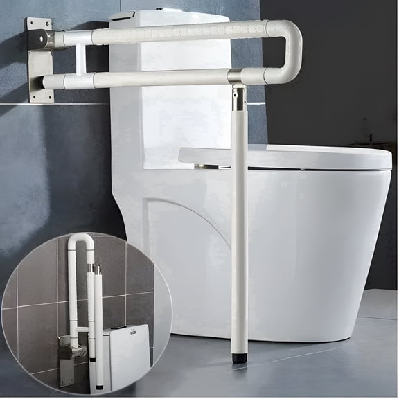Petoto Handicap Grab Bars for Bathroom, Foldable Toilet Grab Bar Safety Rails with Leg for Elderly Pregnant Disabled