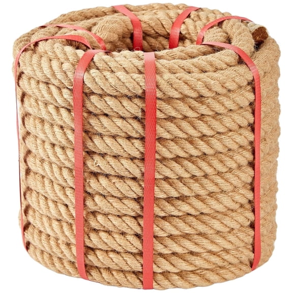 Petoto Natural Jute Rope, 3/4 in x 100 ft Twisted Jute Cord Thick Hemp Rope for Crafts, Holiday Decor, Tug of War, Cat Climbing, Gardening, Camping