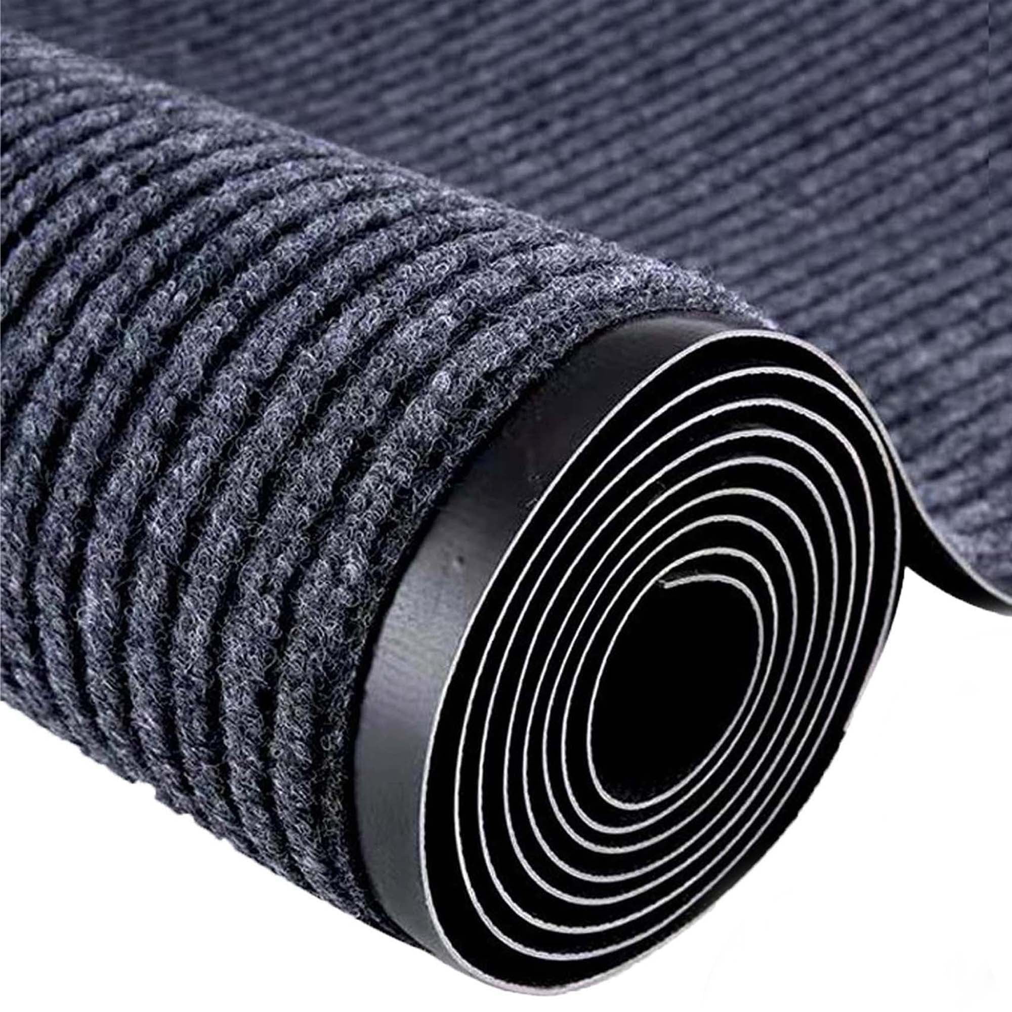Petoto 16 x 3ft Commercial Carpet, Non-Slip Hallway Runner Rug with Rubber Backing, Indoor Outdoor Entrance Stripe Mat, Gray